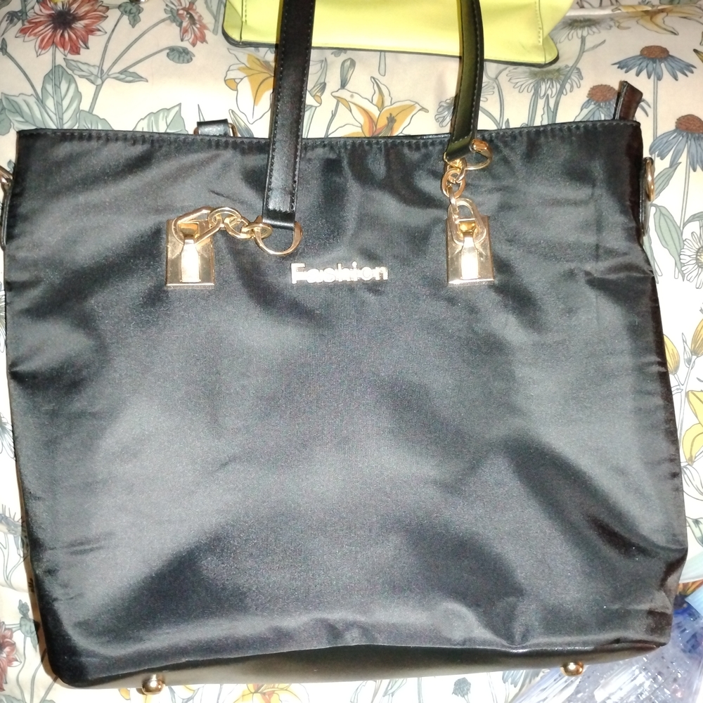 Fashion Bug Black and Gold Shoulder Bag